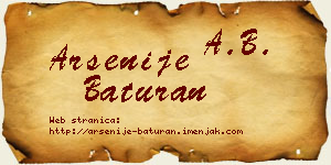 Arsenije Baturan vizit kartica